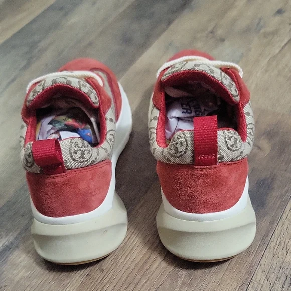 Tory Burch Red and Beige Patterned Sneakers - Picture 5 of 10